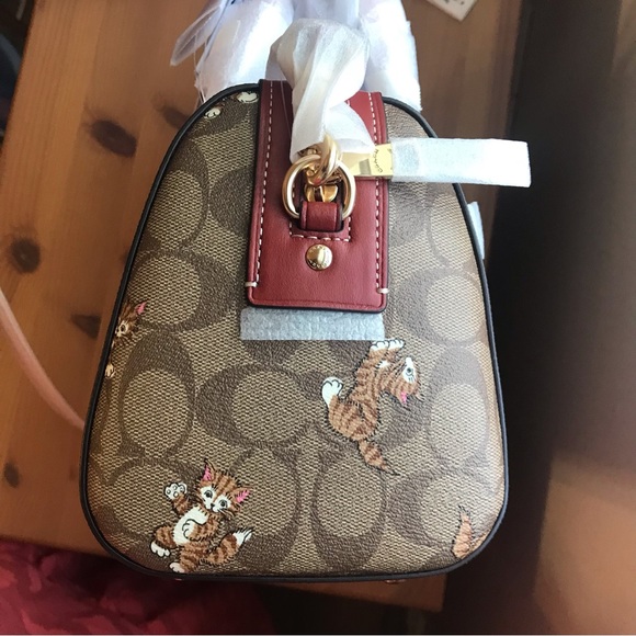 🐱❤️Coach Rowan Satchel In Signature Canvas With Dancing Kitten Print - Picture 10 of 12